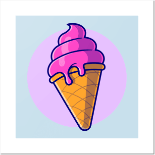 Ice Cream Cone Cartoon Posters and Art